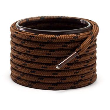 Imagem de Cadarços grossos redondos resistentes para botas Shoemate para homens e mulheres calçados de caminhada com 4 alças de ponta de cadarço, Rufous/Black, 42"(107cm)