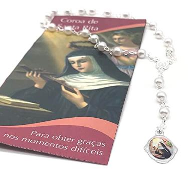 Imagem de TERÇO COROA DE SANTA RITA DE CASSIA COM FOLHETO DE ORAÇÃO