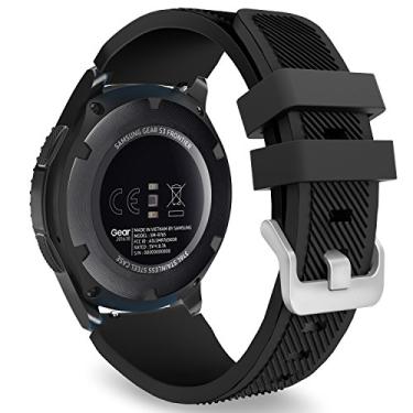 Imagem de MoKo Pulseira compatível com Samsung Galaxy Watch 3 de 45 mm/Gear S3 Frontier/Classic/Galaxy Watch 46 mm/Huawei Watch GT2 Pro/GT 46 mm/GT2 46 mm/Ticwatch Pro 3, pulseira de silicone compatível com pulseira de 22 mm, preta