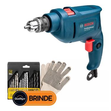 Imagem de Furadeira Impacto Profissional Bosch Gsb 450 Re Std 450W 127V + Brocas E Luvas