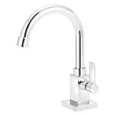 Imagem de Torneira Lavatório Banheiro Quadrada Bica Móvel Metal 1/4V.