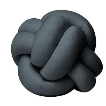 Imagem de Almofada de Nó Escandinavo 2 Voltas Redonda Decorativa Modernda Grande (Cinza Chumbo)