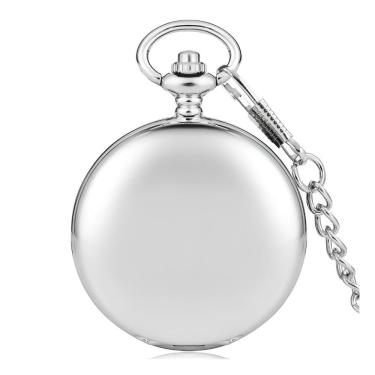 Imagem de Relógio De Bolso Steampunk Prata Liso Corrente Clip Relíquia