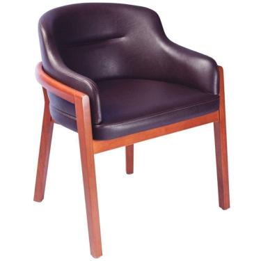 Imagem de Poltrona Baixa Porto Com Base Em Madeira Tauarí Com Acabamento Amêndoa E Estofado Café