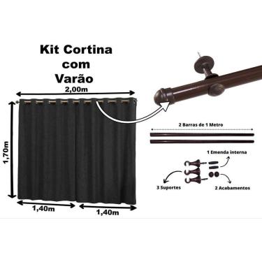Imagem de Cortina Semi-Blackout Suede 2,80m x 1,70m Tabaco + Varão 2m