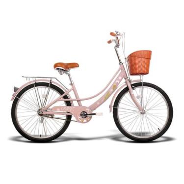 Imagem de Bicicleta Infantil Aro 24 Retrô Com Cestinha Menina - Good Mood