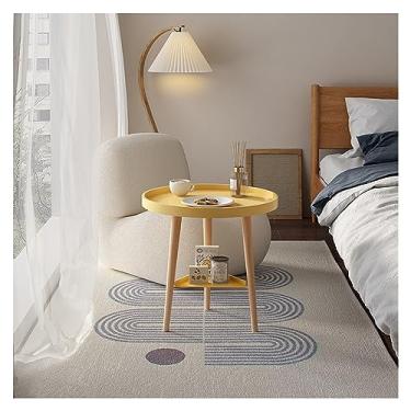 Imagem de Mesa lateral pequena mesa redonda moderna minimalista sala de estar varanda quarto simples montada pequena mesa de café mesa de café para sala de estar (cor: 40 cm amarelo)