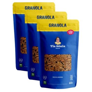 Imagem de Kit 3 Granola Tradicional Castanha Fruta 800g cada Tia Sônia