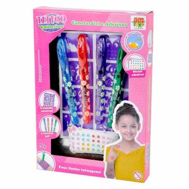 Imagem de Kit Tatuagem Temporária Infantil - Tattoo Collection - Canetas Gel e Adesivos - DM Toys