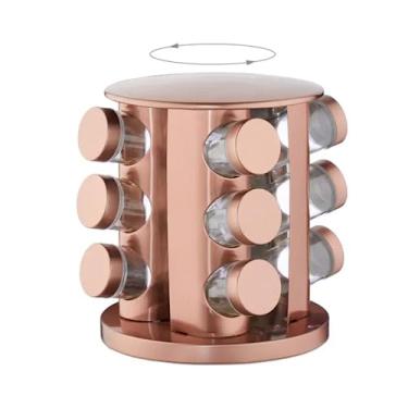 Imagem de Porta Temperos Rose Gold Redondo 12 Potes de Aço Inox