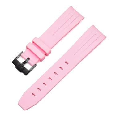 Imagem de AMSOH Pulseira de relógio de borracha de 20 mm 22 mm 21 mm para pulseira Rolex marca pulseira de relógio de pulso de substituição para homens acessórios de relógio de pulso (cor: fivela rosa-preta,