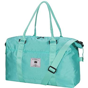 Imagem de Bolsa de viagem, bolsa esportiva à prova d'água, bolsa de ginástica para mulheres e homens, bolsa de mão para o fim de semana com bolso molhado, Azul-petróleo, Bolsas femininas de fim de semana