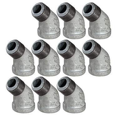 Imagem de Supply Giant GMSF0034-10, 3/4" polegada 45 graus cotovelo de rua maleável encaixe de tubo de ferro roscado (pacote com 10), galvanizado