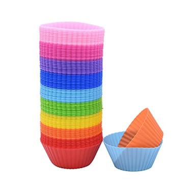 Imagem de Kit 12 Formas Silicone Cupcake Bolo Muffin Assadeira Airfryer Forminha Bolinho