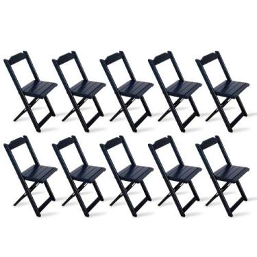 Imagem de Kit 10 Cadeiras Dobraveis Preta Tarimatã Decor - Tarimata