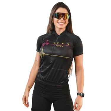 Imagem de Camisa de Ciclismo Feminina Manga Curta Batimentos Coração Proteção UV Slim Confortável Pro Bike (BR, Alfa, P, Regular, Batimentos Coração)