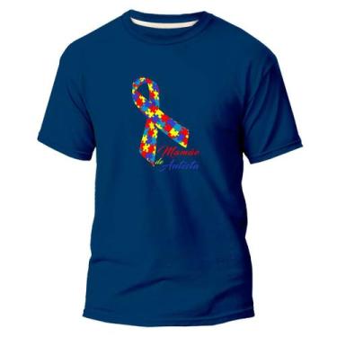 Imagem de Camiseta Básica Algodão Tecido Premium Estampa Digital Mamãe Autismo -