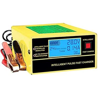 Imagem de Carregador de bateria de carro, carregador e mantenedor de bateria de 12V 24V, carregador de cobre puro inteligente com grande display LED, adequado para a maioria das baterias de chumbo-áci