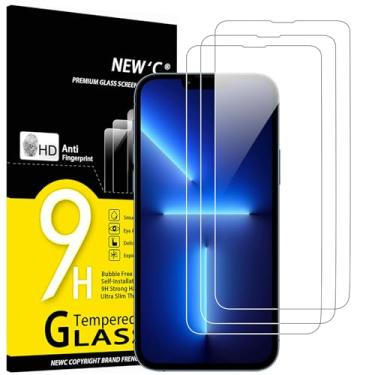 Imagem de [Pacote com 3] NEW'C projetado para iPhone 13 Pro Max, iPhone 14 Plus (6,7 polegadas), protetor de tela de vidro temperado, antiarranhões, sem bolhas, ultra resistente