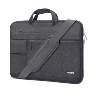Imagem de MOSISO Bolsa de ombro para laptop compatível com MacBook Air de 15 polegadas M2 A2941 2023/Pro 15 A1990 A1707, laptop de 15 superfícies 5/4/3, Dell XPS 15, capa de pasta de poliéster, cinza espacial