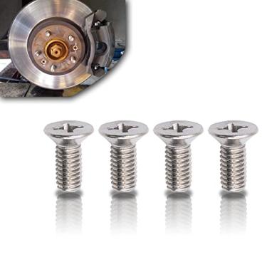 Imagem de Dewkou Kit de parafusos de rotor de disco de freio com 4 peças, parafusos de freio traseiros de aço inoxidável, adequados para modelos Honda Acura Hyundai e Kia Melhor alternativa ao Mazda (prata)