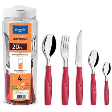 Imagem de Faqueiro 20 Peças em Inox Brinox com Jarra 1,75l Vermelho