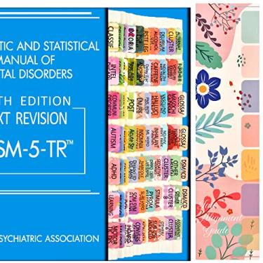 Imagem de Guias de índice para DSM-5-TR, DSM-5, funciona para a versão mais recente do DSM-V-TR 2022, 18 abas em branco incluídas, codificadas por cores e laminadas, com guia de alinhamento