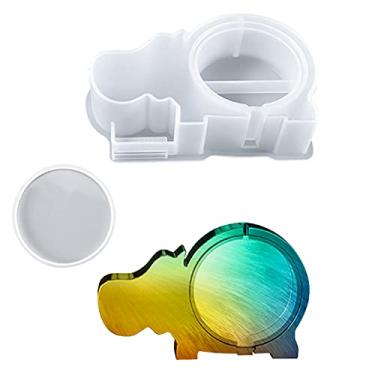 Imagem de KyeeaDIY 2 moldes de resina de cofrinho para armazenamento de elefante, hipopótamo, porco, moldes de suporte de moedas, caixa de joias de resina, molde epóxi, molde de fundição de ágata de cristal DIY