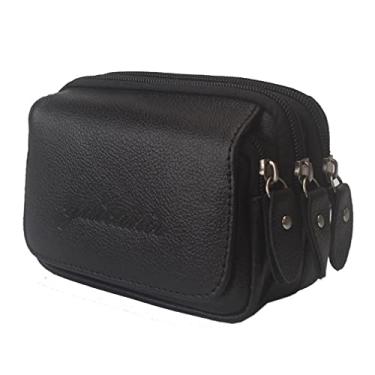 Imagem de Bolsa de cintura de couro coldre para cinto para homens e mulheres clipe suporte para viagem ao ar livre bolsa bolsa bolsa pochete capa para celular, nº 14 preta, Small, Casual
