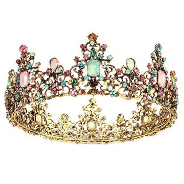 Imagem de Yovic Coroas de rainha barrocas e tiaras de cristal para noivas e damas de honra com strass para festa de formatura, fantasia de casamento, tiara de preço para mulheres, acessórios de cabelo para