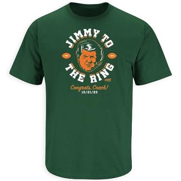 Imagem de Camiseta Jimmy to The Ring.. Congrats Coach para fãs do Miami College (SM-5GG), Verde floresta, G
