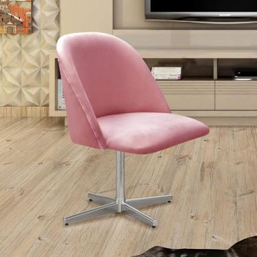 Imagem de Poltrona Decorativa Gaia Giratória Metal para Sala, Quarto, Recepção Rose