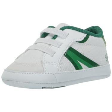 Imagem de Lacoste Tênis infantil unissex L004, Alça branca/verde, 1