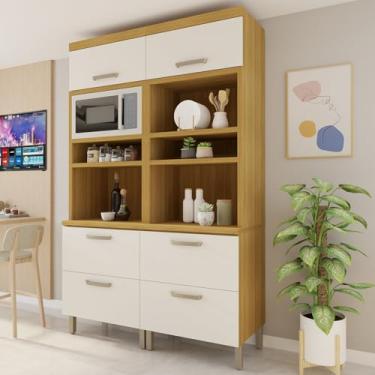 Imagem de Armário Torre Quente 4 Portas 2 Gavetas 100% Mdf Princesa Freijó/off White