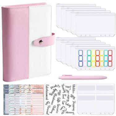 Imagem de Joucien A6 Clipe de folha solta Macaron Notebook couro PU folha solta Ledger-Vertical Assembly - Conjunto rosa