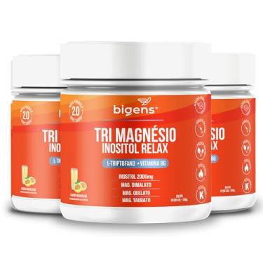 Imagem de Kit 3x 180g Tri Magnésio (dimalato, quelato, taurato) Inositol Relax, Triptofano, B6, Biogens