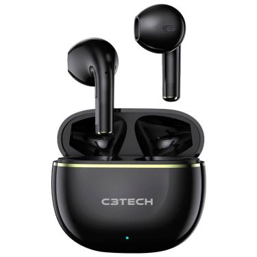 Imagem de Fone de Ouvido C3Tech Sem Fio, Intra-Auricular, Bluetooth 5.1, Microfone Integrado, EP-TWS-30BK - Preto