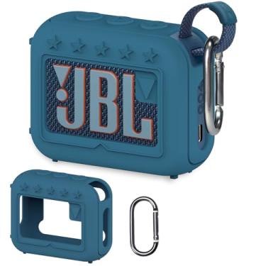 Imagem de XEGIMOR Capa de silicone compatível com alto-falante Bluetooth ultra portátil JBL Go 4, capa macia para acessórios de alto-falante JBL Go 4 Pro Sound (capa azul)