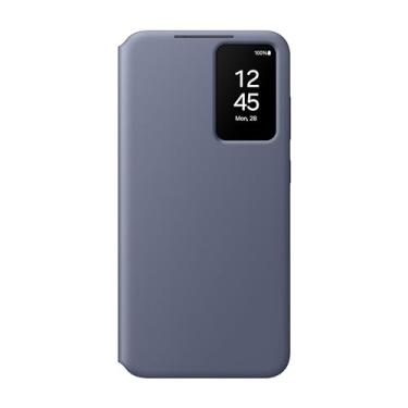 Imagem de Samsung Capa para celular Galaxy S24+ Plus S-View, capa protetora com tela pequena inteligente, controle de toque de dedo, design fino, bolso para cartão, versão americana, EF-ZS926CVEGUS, violeta