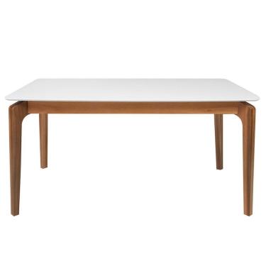 Imagem de Mesa de Jantar Portugal em Madeira Maciça e Mdf L 160 X P 90 X Alt 77 Natural/Off White