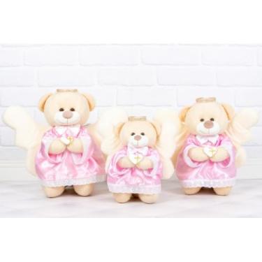 Imagem de TRIO DE ANJO URSOS DE PELUCIA - 20/25/30 CM PARA DECORAÇÃO (ROSA)