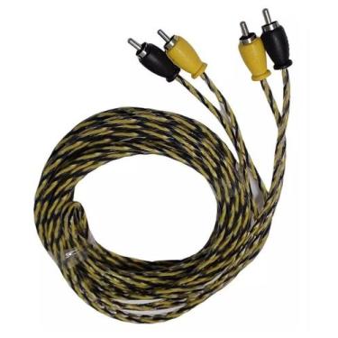 Imagem de Cabo de Som Automotivo RCA 3 Metros em Cobre Amarelo e Preto e Melhor 
