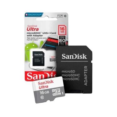 Imagem de Cartão De Memória Micro Sd Sandisk Com Adaptador 16Gb 32Gb 128Gb Class