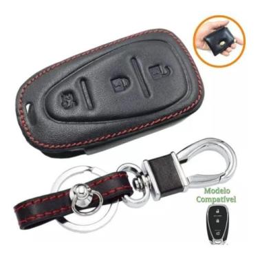Imagem de Capinha de couro Chave Presencial 3 Botões Chevrolet Cruze Onix Spin T