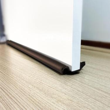 Imagem de Protetor Veda Porta Duplo Rolinho Impermeável – Proteção Contra Poeira e Insetos - Isolamento Acústico - 90cm Marrom