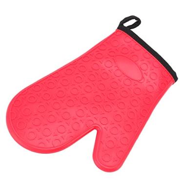 Imagem de Luva de Forno de Silicone, Luva Impermeável Resistente Ao Calor Com Forro de Algodão, Protegendo Os Dedos Mãos Pulso contra Queimaduras, Limpeza e Suspensão, Altura Saliente de