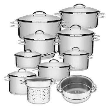 Imagem de Jogo de Panelas Solar 10 Peças em Aço Inox Fundo Triplo Tramontina