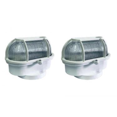 Imagem de Kit C/2 - Luminaria Tartaruga Pvc Shintech Branca Com Vid...
