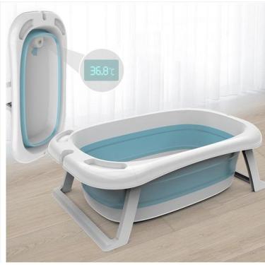 Imagem de Banheira Infantil Para Bebê Com Termômetro Tipo Ofurô Dobrável - Tibab