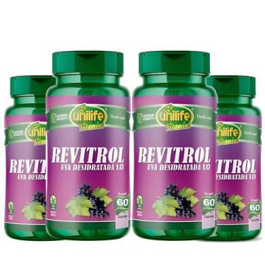 Imagem de KIT C/4 Semente De Uva Revitrol Resveratrol 60 Caps Unilife